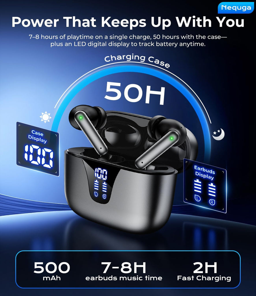 Wireless Earbuds, Bluetooth 5.4 Bluetooth Headphones, 48H Playtime Ear Bud | Bluetooth 5.3, IPX7 Waterproof, Deep Bass Stereo, in-Ear Earphone with Mic for...