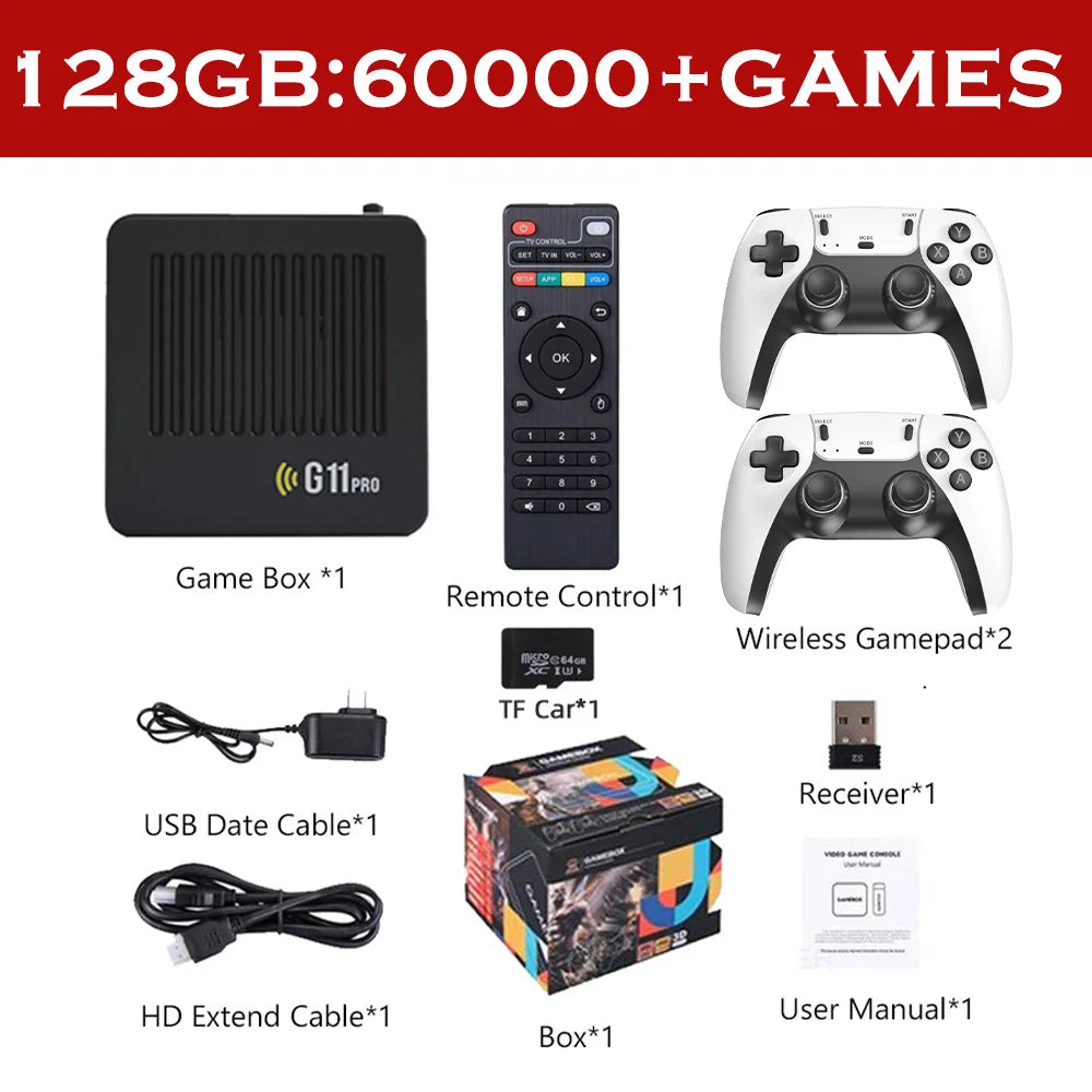 Video Game Box Console Dual System TV Console G11 Pro  64G/128G 4K Output Built-in 60,000 Games for Android 9.0 Simulator