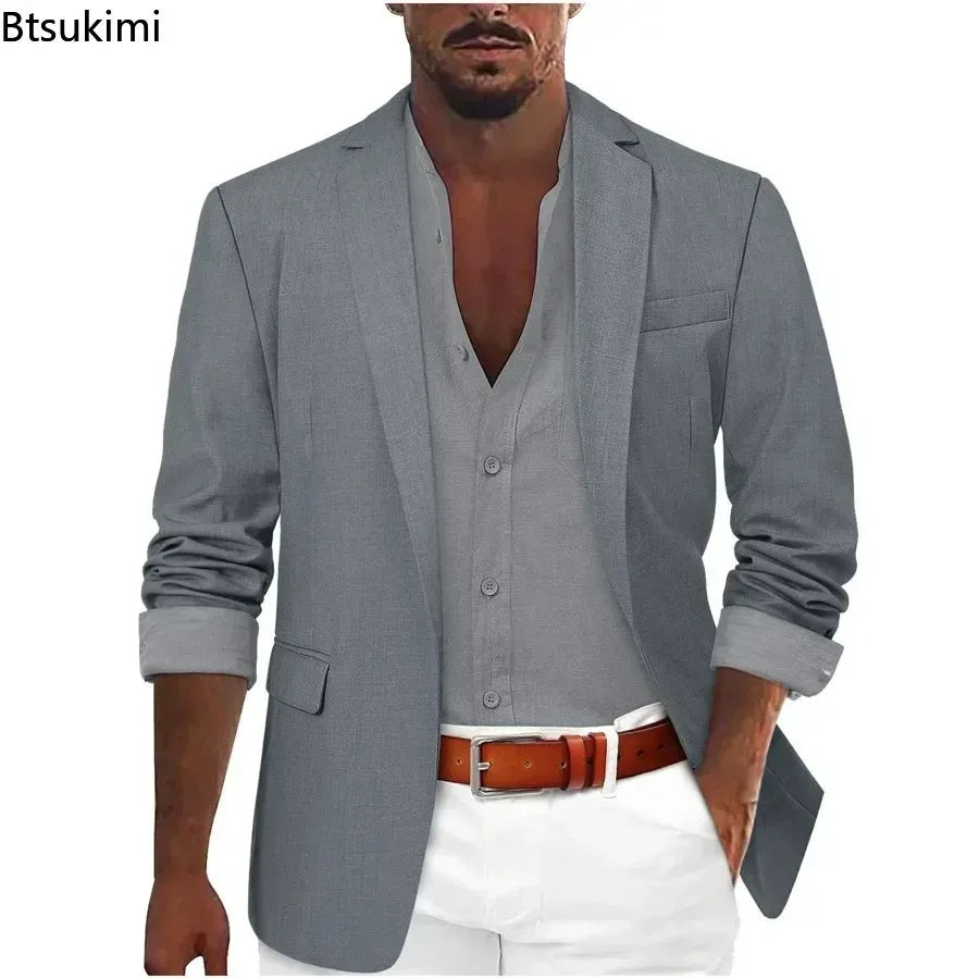 2026 Fashion Men's Clothing Business Casual Blazer Coats Classic Single Button Slim Fit Suit Jackets Elegant Gentleman Suit Tops