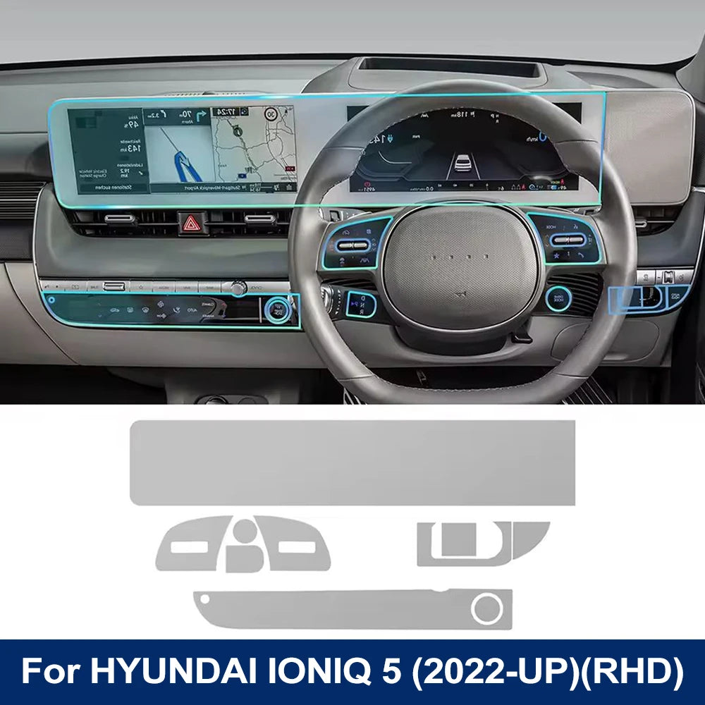 Pre Cutting Car Interior PPF Paint Protection Film for Hyundai IONIQ 5 2022-2024 Console Scratch Transparent TPU Film Cover