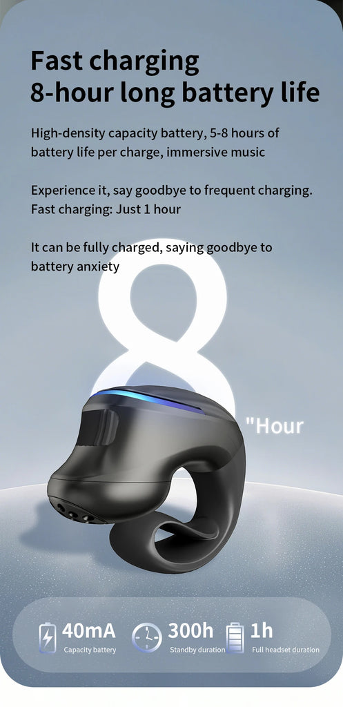 Wireless Bluetooth 5.3 Headphone Bone Conduction Headset Clip Single Ear Earphones Sport Earbuds For iPhone Huawei Realme OPPO