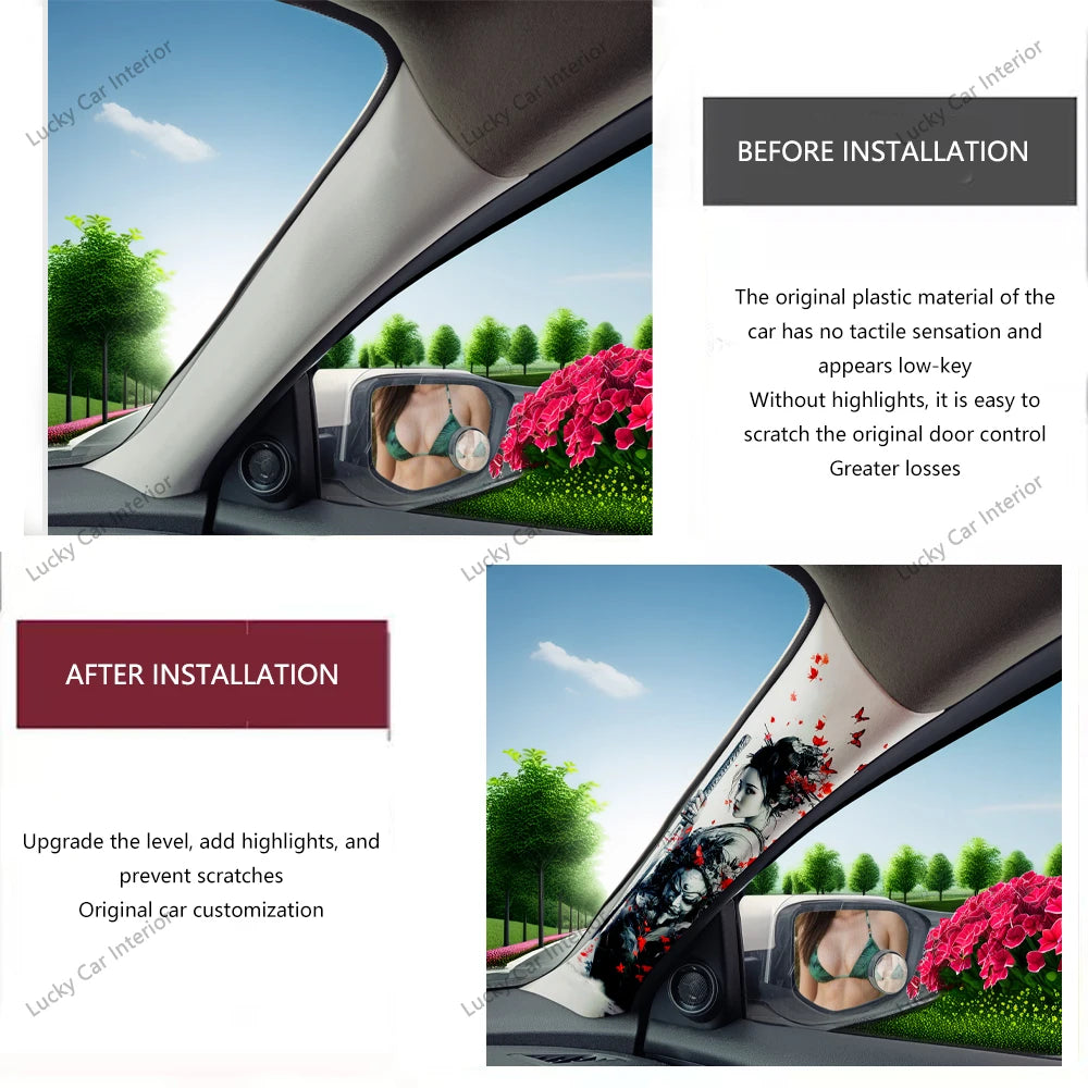 Automotive Interior A-Pillar Modification, Decal Decoration Products, Cool Girl Pattern Suitable for All Models