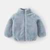 Solid Color Fashion Children Plush Coat Autumn Winter Warm Baby Girl Boy Casual Jacket Greatcoat Kids Clothing Toddler Outerwear