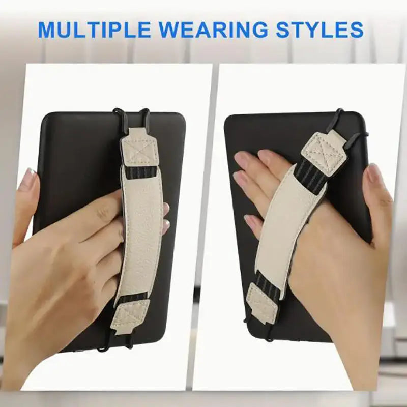Leather Tablet Hand Strap Elastic Anti Drop EReader Holder Universal Security 6-7 Inch Tablets-Stand Handle Grip Secure Holding
