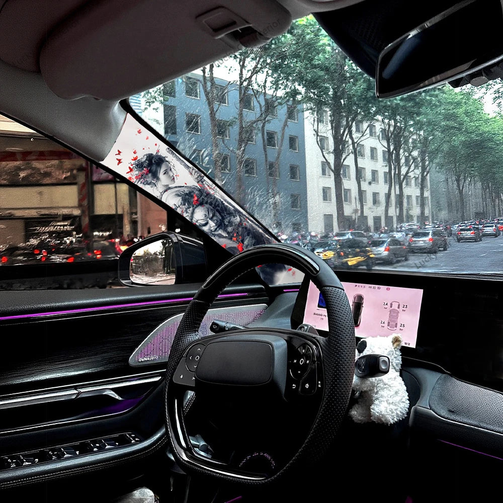 Automotive Interior A-Pillar Modification, Decal Decoration Products, Cool Girl Pattern Suitable for All Models