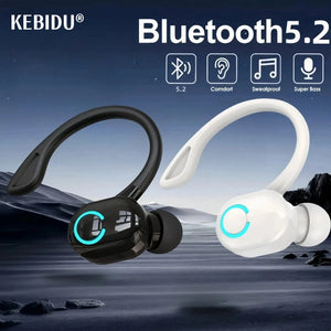 Bluetooth 5.2 Business Wireless Headphone Ear-Hook Mini HIFI Bass Noise Cancelling Earphone With Mic Earbud Sport Game Headset