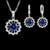 New Fashion Wedding Jewelry Set Women Top Quality 925 Sterling Silver Color Crystal Pendant Necklace Hoop Earring Big Promotion