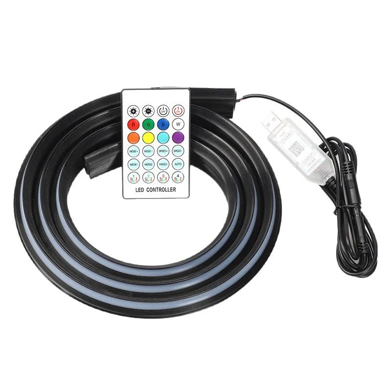 Interior 1.5M Car WindShield Decor Car LED Atmosphere Light USB Plug and Play Car LED Decorative Light with Remote Control APP
