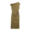 European and American style women's clothing new fashion temperament slim fit solid color not low collar dress