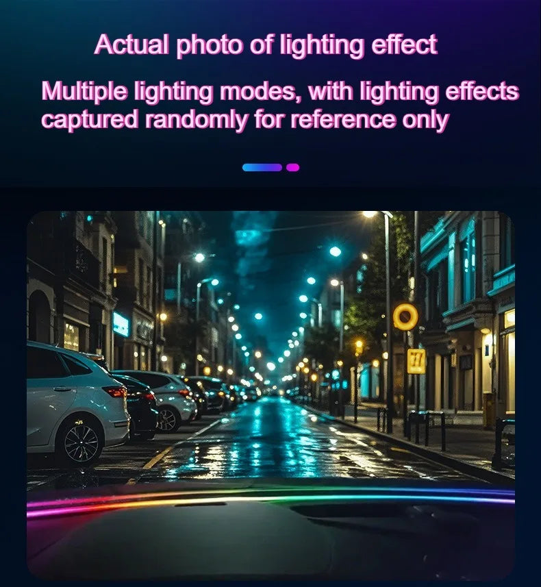 Interior 1.5M Car WindShield Decor Car LED Atmosphere Light USB Plug and Play Car LED Decorative Light with Remote Control APP