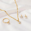5Pcs Elegant Crystal Jewelry Set Zirconia Ring Necklace Bracelet Earrings Simple Set Jewelry Fashion Versatile Trendy Jewelry