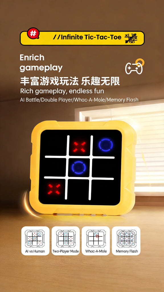 Electronic Chessboard Tic Tac Toe Multifunctional Children's Education Strategy Toy Parent-Child Fun Interactive Brain Game