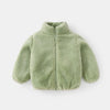 Solid Color Fashion Children Plush Coat Autumn Winter Warm Baby Girl Boy Casual Jacket Greatcoat Kids Clothing Toddler Outerwear
