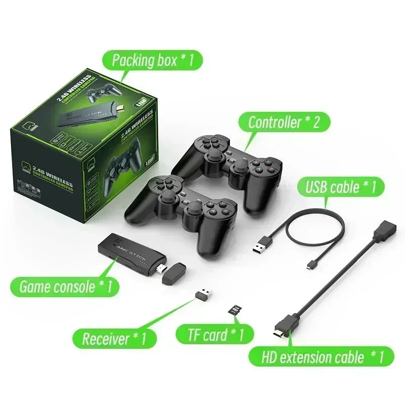 Video Game Console 2.4G Double Wireless Controller 4K HDMI for PS1/SFC/NES TV & PC 20000 Games 64GB Retro Children's Christmas