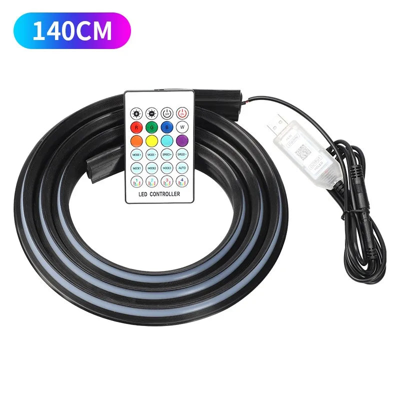 Interior 1.5M Car WindShield Decor Car LED Atmosphere Light USB Plug and Play Car LED Decorative Light with Remote Control APP