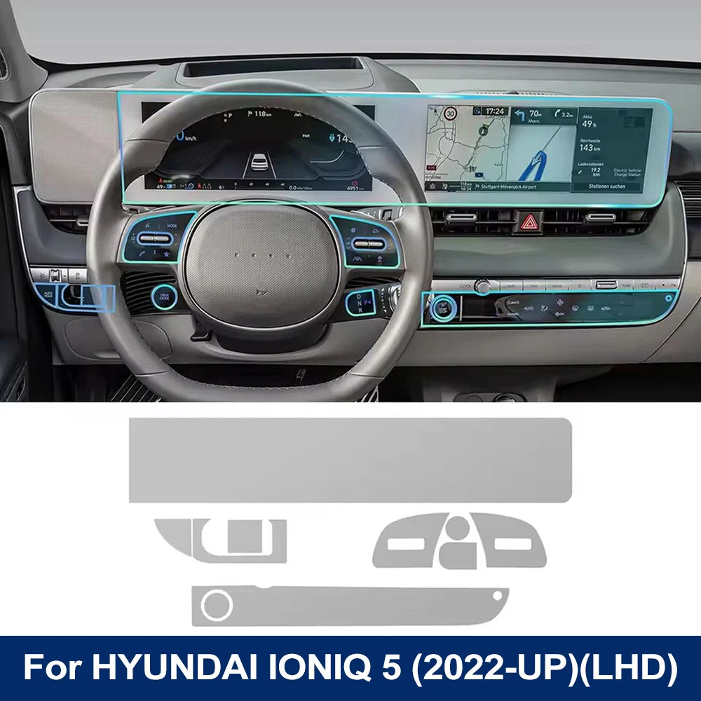 Pre Cutting Car Interior PPF Paint Protection Film for Hyundai IONIQ 5 2022-2024 Console Scratch Transparent TPU Film Cover
