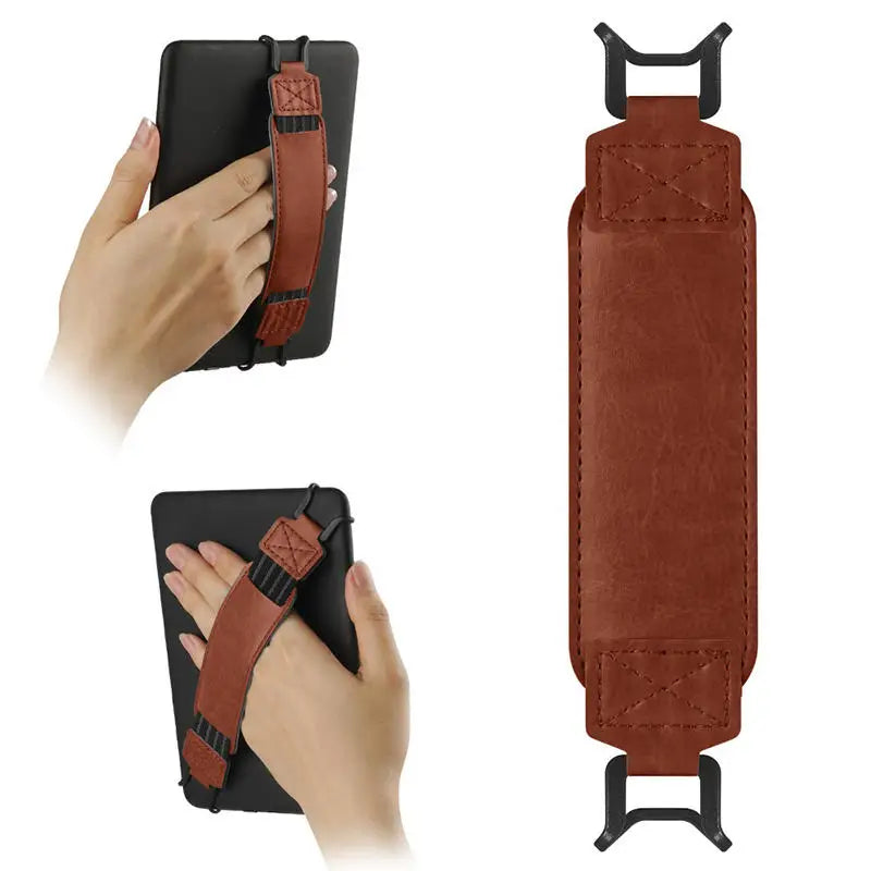 Leather Tablet Hand Strap Elastic Anti Drop EReader Holder Universal Security 6-7 Inch Tablets-Stand Handle Grip Secure Holding