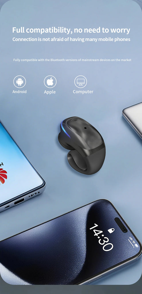 Wireless Bluetooth 5.3 Headphone Bone Conduction Headset Clip Single Ear Earphones Sport Earbuds For iPhone Huawei Realme OPPO
