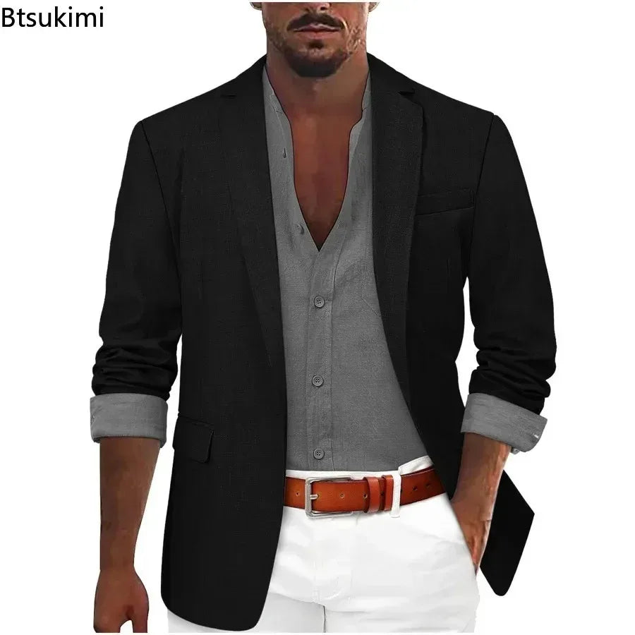 2026 Fashion Men's Clothing Business Casual Blazer Coats Classic Single Button Slim Fit Suit Jackets Elegant Gentleman Suit Tops