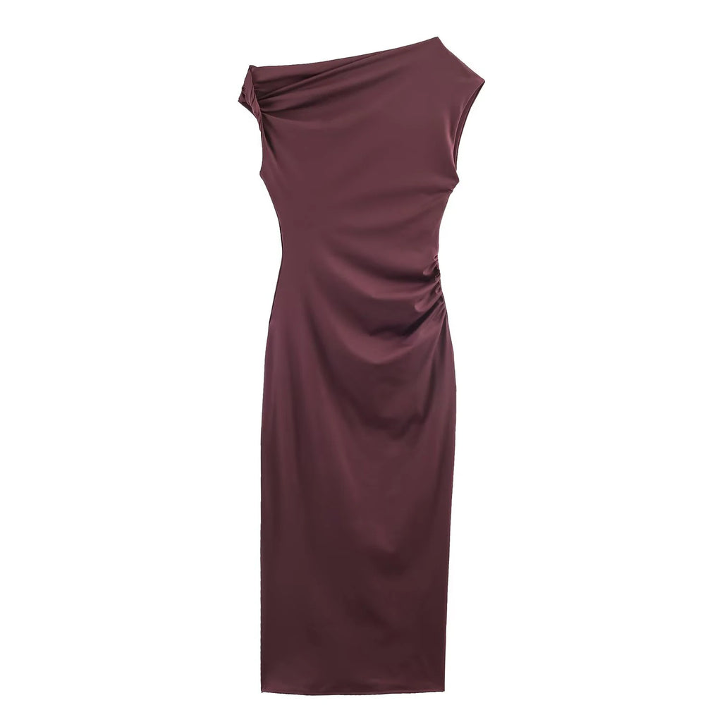 European and American style women's clothing new fashion temperament slim fit solid color not low collar dress
