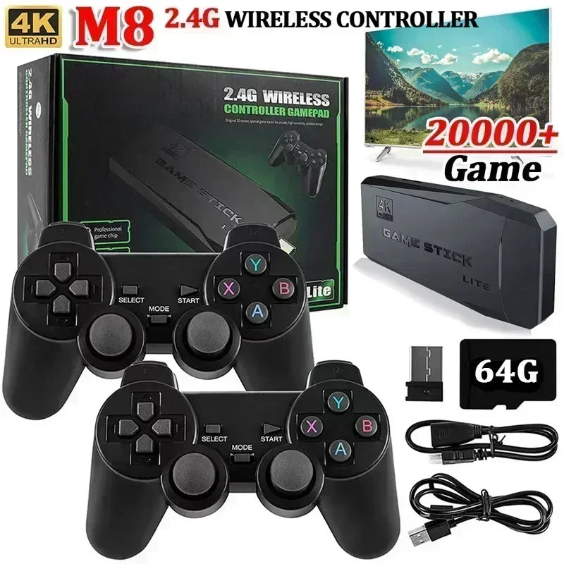 Video Game Console 2.4G Double Wireless Controller 4K HDMI for PS1/SFC/NES TV & PC 20000 Games 64GB Retro Children's Christmas
