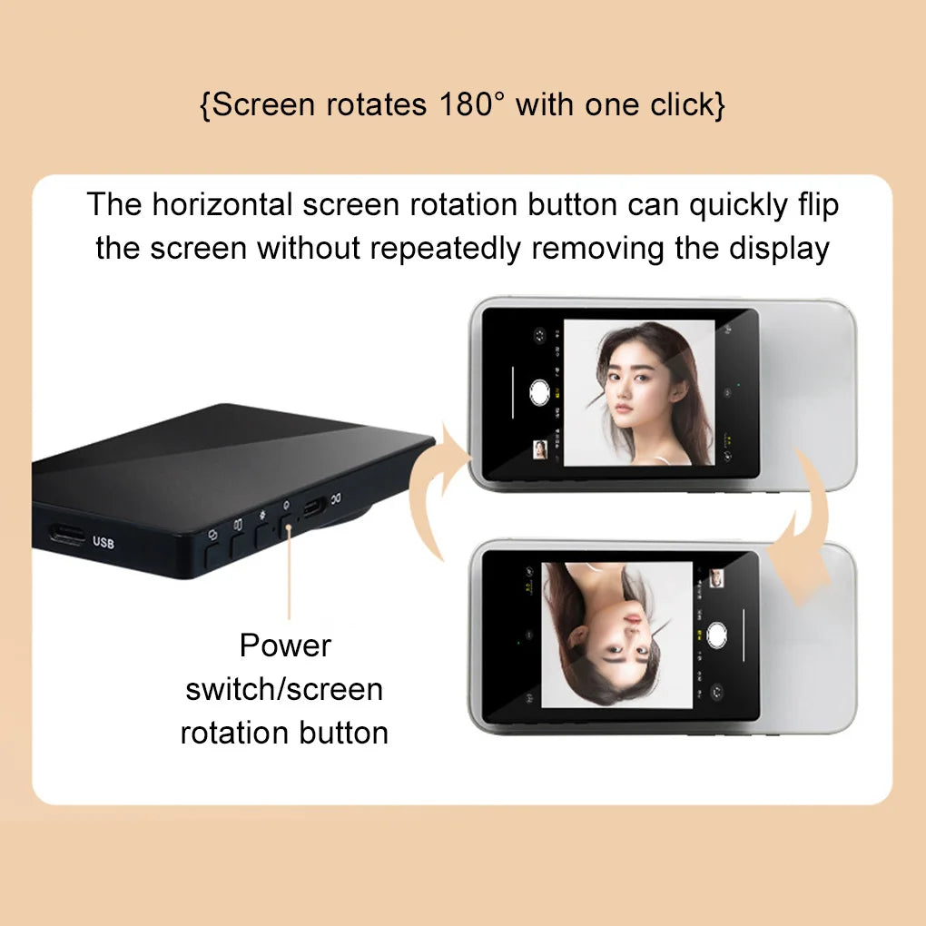 Magnetic Mobile Phone Selfie Monitor Screen with Sound For Smartphone Rear Camera Live Selfie Video Streaming For iPhone Android