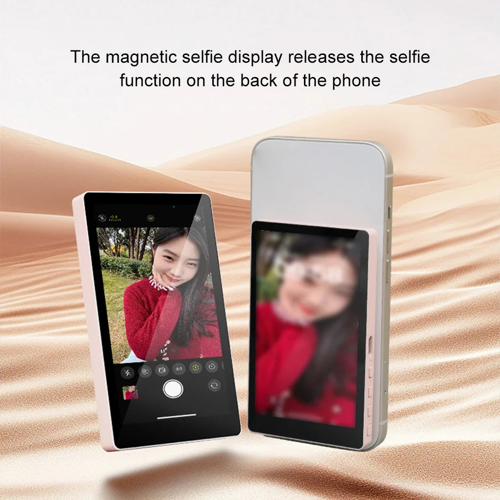 Magnetic Mobile Phone Selfie Monitor Screen with Sound For Smartphone Rear Camera Live Selfie Video Streaming For iPhone Android
