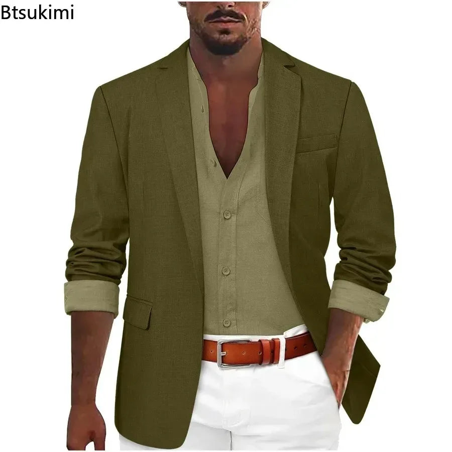 2026 Fashion Men's Clothing Business Casual Blazer Coats Classic Single Button Slim Fit Suit Jackets Elegant Gentleman Suit Tops