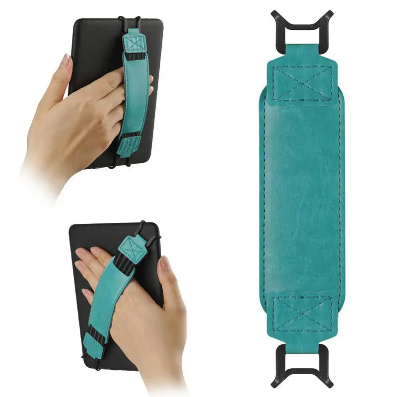 Leather Tablet Hand Strap Elastic Anti Drop EReader Holder Universal Security 6-7 Inch Tablets-Stand Handle Grip Secure Holding