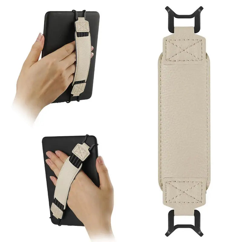 Leather Tablet Hand Strap Elastic Anti Drop EReader Holder Universal Security 6-7 Inch Tablets-Stand Handle Grip Secure Holding