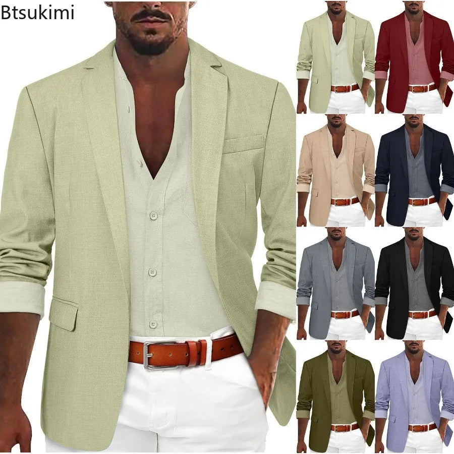 2026 Fashion Men's Clothing Business Casual Blazer Coats Classic Single Button Slim Fit Suit Jackets Elegant Gentleman Suit Tops