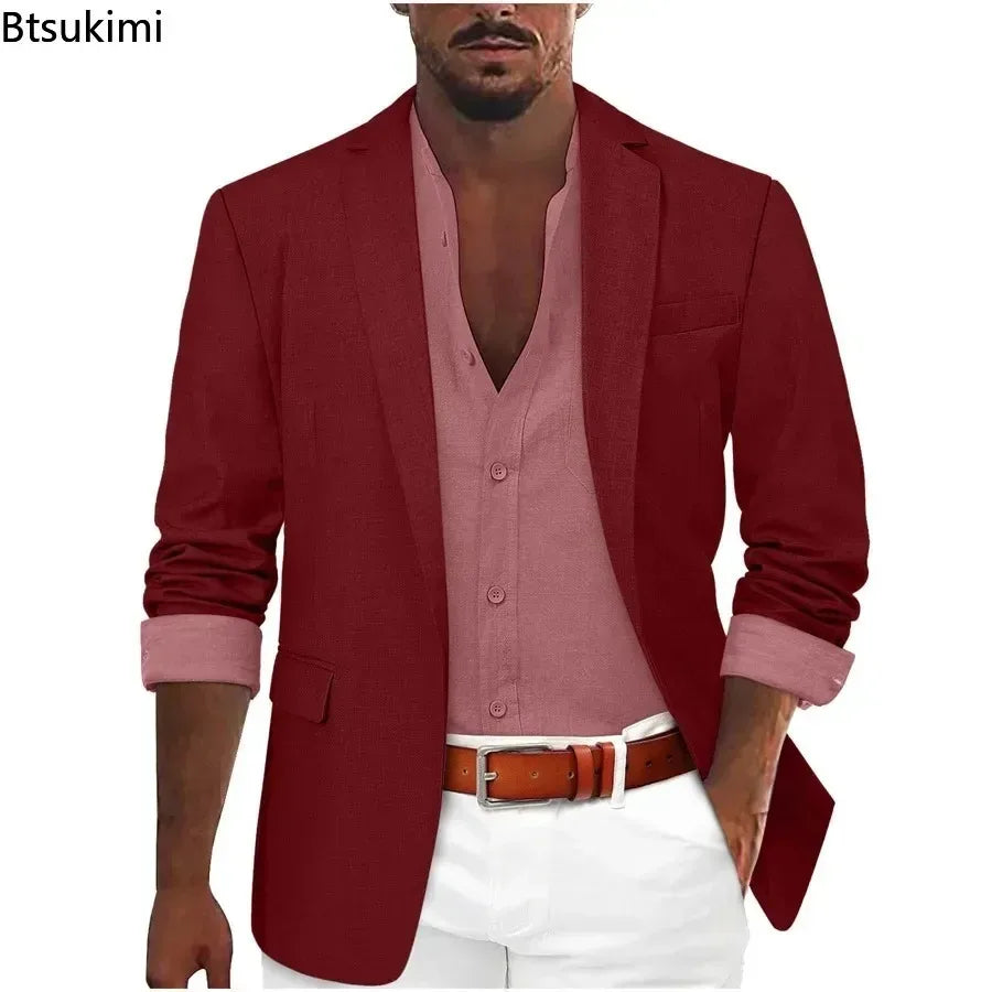 2026 Fashion Men's Clothing Business Casual Blazer Coats Classic Single Button Slim Fit Suit Jackets Elegant Gentleman Suit Tops