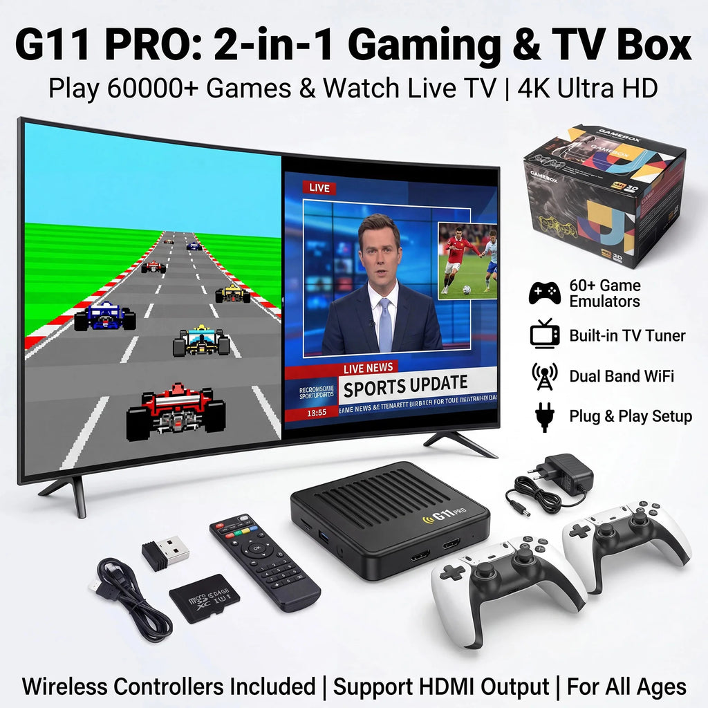 Video Game Box Console Dual System TV Console G11 Pro  64G/128G 4K Output Built-in 60,000 Games for Android 9.0 Simulator