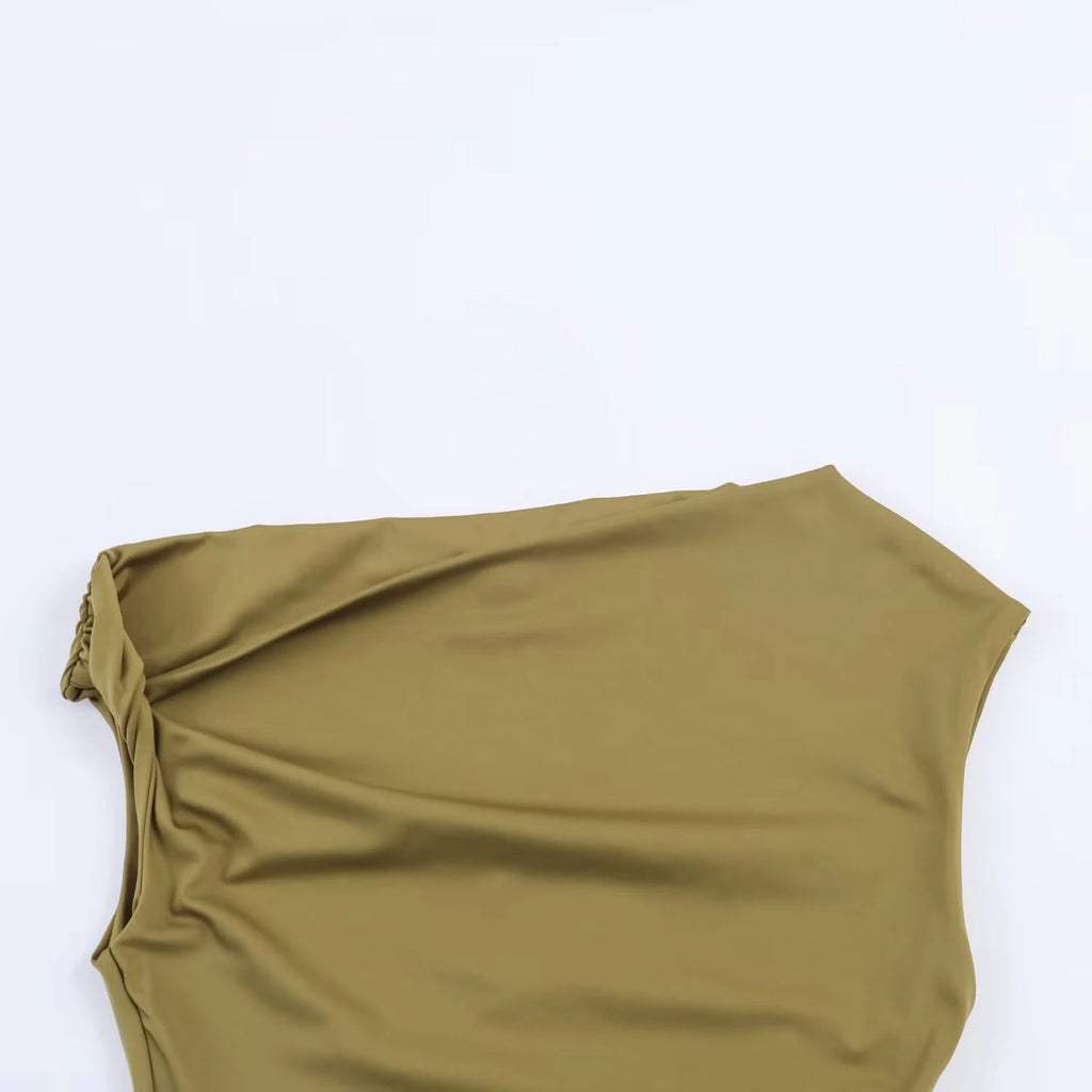 European and American style women's clothing new fashion temperament slim fit solid color not low collar dress