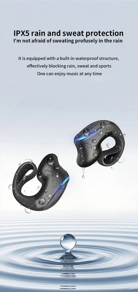 Wireless Bluetooth 5.3 Headphone Bone Conduction Headset Clip Single Ear Earphones Sport Earbuds For iPhone Huawei Realme OPPO