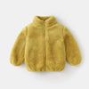 Solid Color Fashion Children Plush Coat Autumn Winter Warm Baby Girl Boy Casual Jacket Greatcoat Kids Clothing Toddler Outerwear