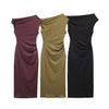 European and American style women's clothing new fashion temperament slim fit solid color not low collar dress