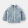 Solid Color Fashion Children Plush Coat Autumn Winter Warm Baby Girl Boy Casual Jacket Greatcoat Kids Clothing Toddler Outerwear