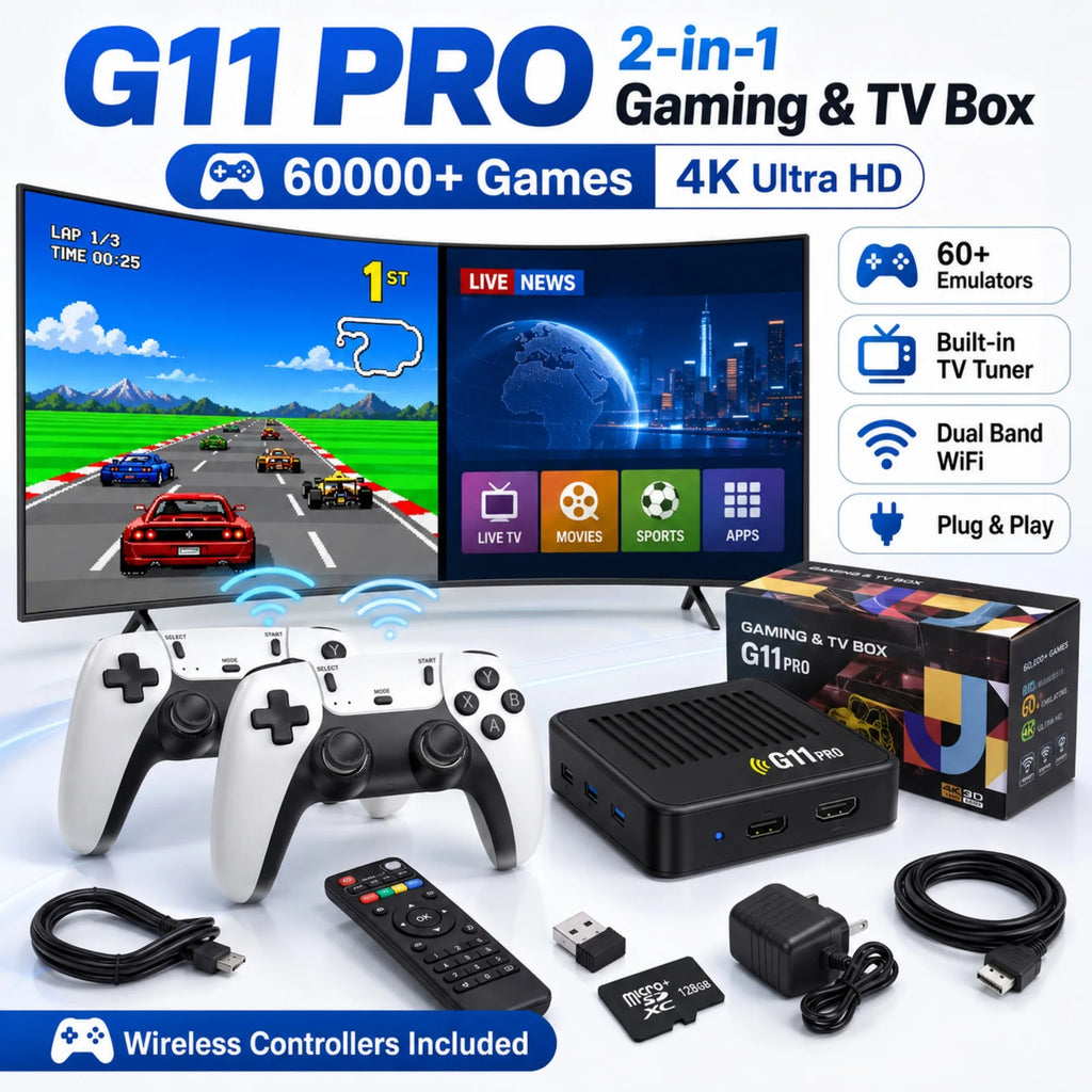 Video Game Box Console Dual System TV Console G11 Pro  64G/128G 4K Output Built-in 60,000 Games for Android 9.0 Simulator