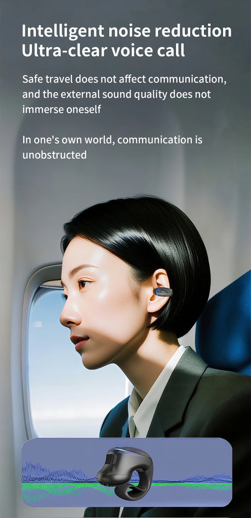 Wireless Bluetooth 5.3 Headphone Bone Conduction Headset Clip Single Ear Earphones Sport Earbuds For iPhone Huawei Realme OPPO