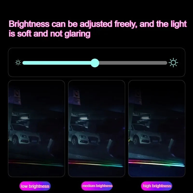 Interior 1.5M Car WindShield Decor Car LED Atmosphere Light USB Plug and Play Car LED Decorative Light with Remote Control APP